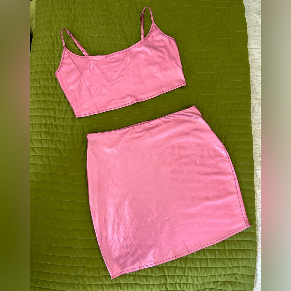 NWOT SHEIN SXY PU Cami Top and Bodycon Skirt